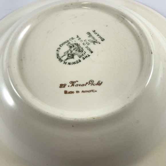 Edwin Knowles China Co Hostess Shape Soup Bowl Floral Spring 22k Gold USA 37-4 - Picture 4 of 6